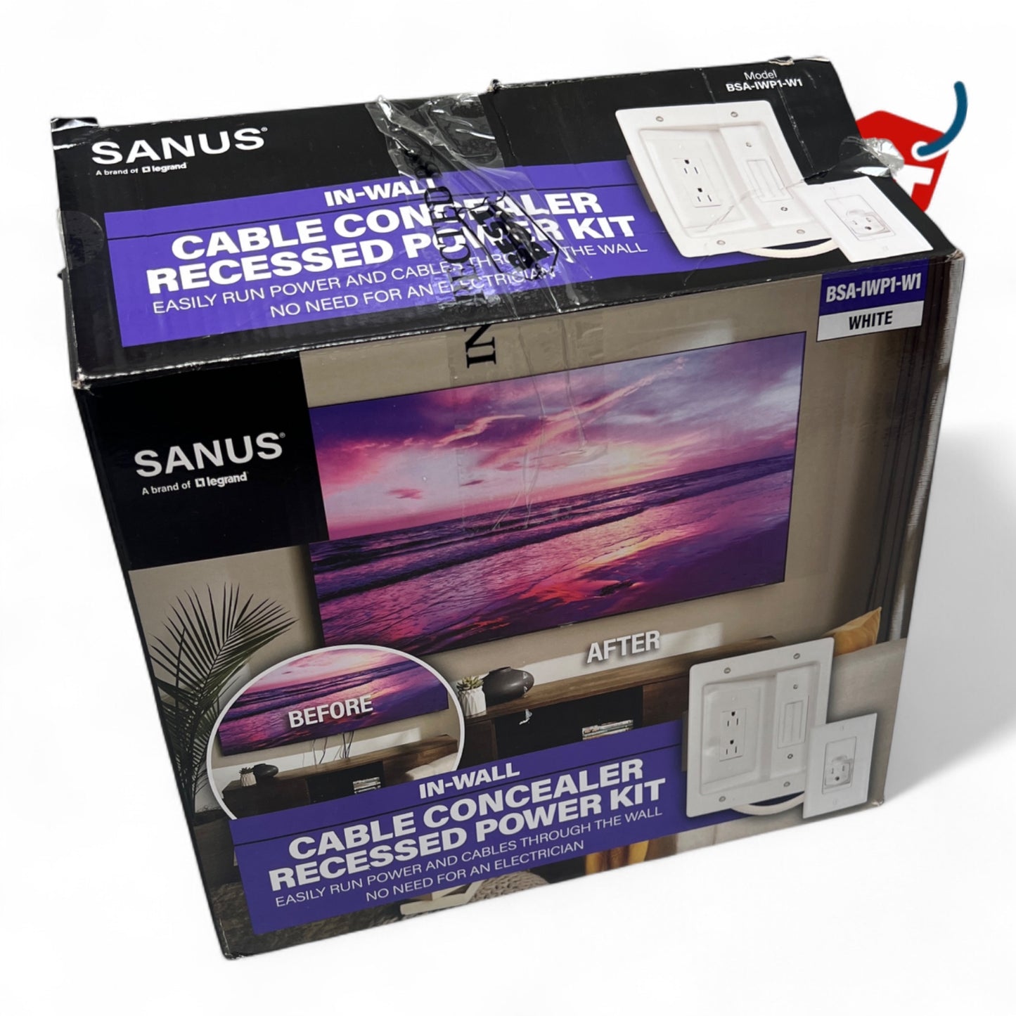 Sanus - In-Wall Cable Concealer Recessed Power Kit- BSA-IWP1-W1