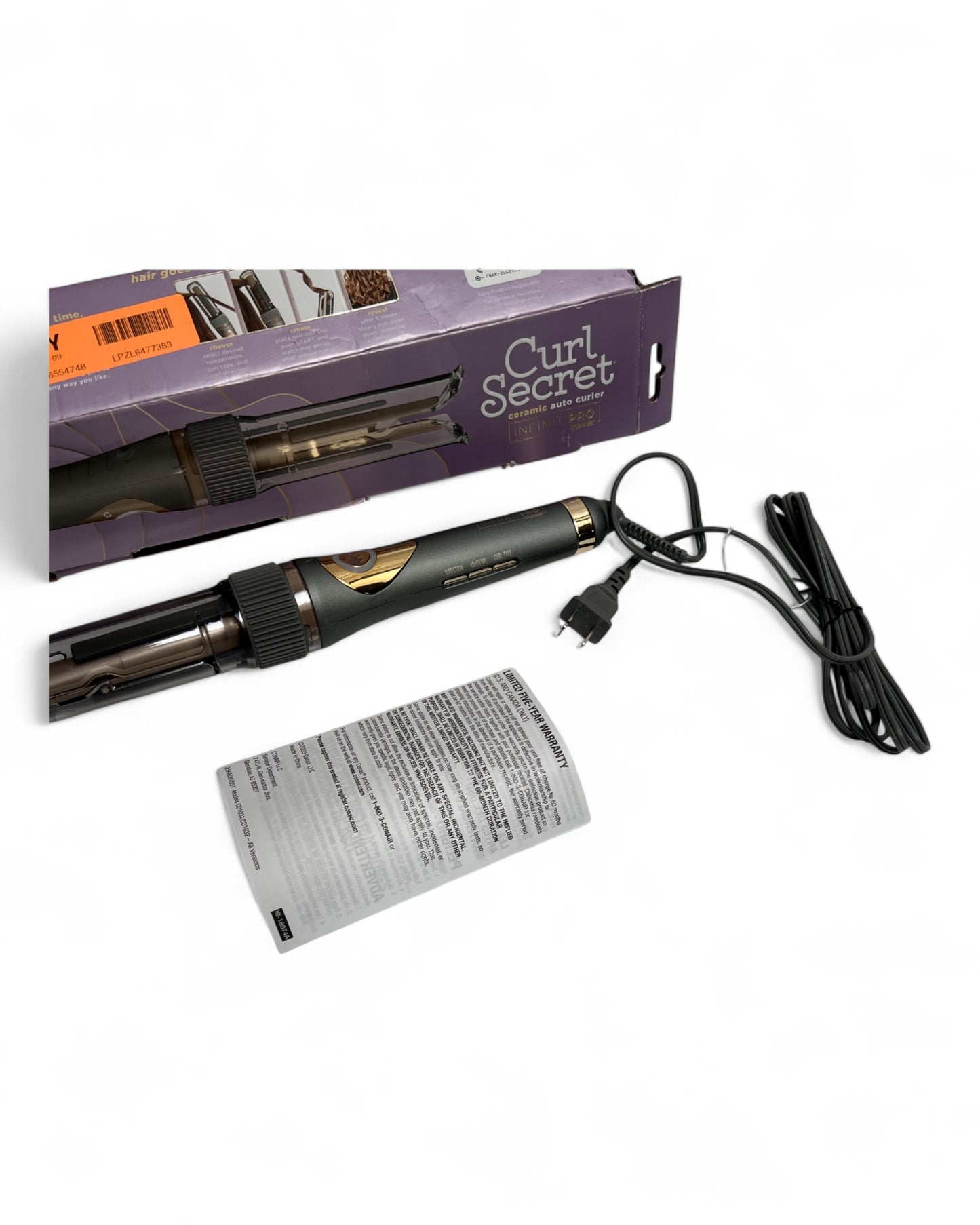 Conair - InfinitiPRO Curl Secret 2.0 Ceramic Curling Iron - Gray