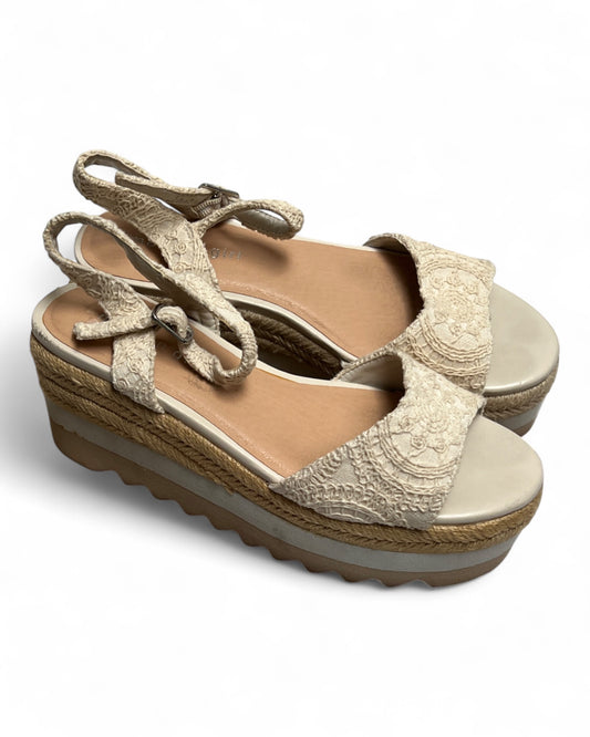 Steve Madden Girls Shoes Cleo Wedge Sandal- Natural- Sz 5