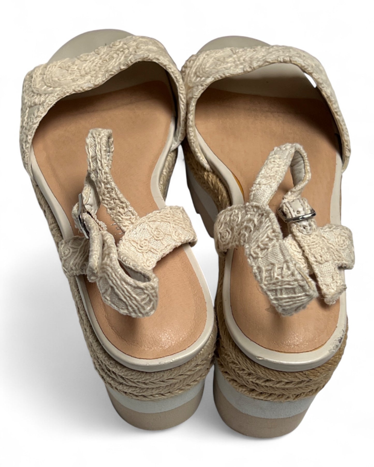 Steve Madden Girls Shoes Cleo Wedge Sandal- Natural- Sz 5